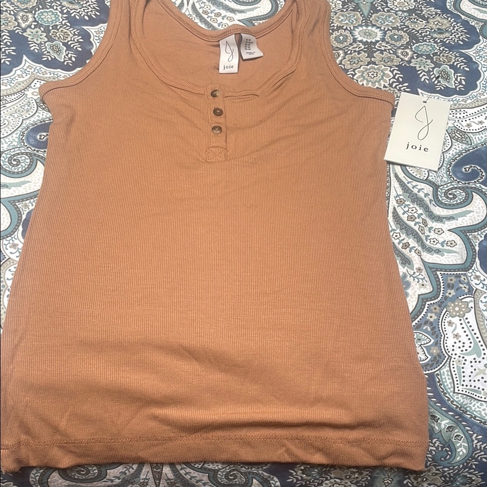 Joie Brown Fitted Buttoned Tank Top